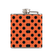 オレンジ色の黒い水玉模様 フラスク (裏面)