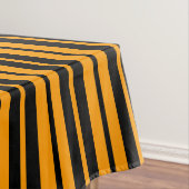 オレンジ色の黒い縦縞のパターンのデザイン テーブルクロス (インサイチュ)