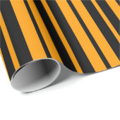 オレンジ色の黒い縦縞のパターンのデザイン ラッピングペーパー (ロールコーナー)