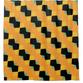 オレンジ色の黒い青色の角度付き シャワーカーテン (正面)