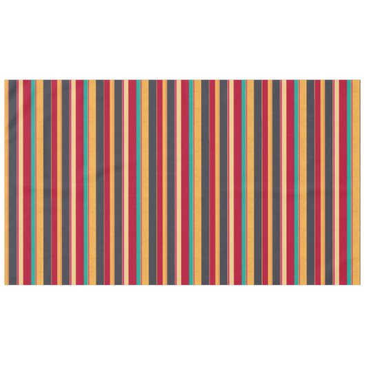 オレンジ色の黒と赤のストライプテーブルクロス テーブルクロス (正面(横))