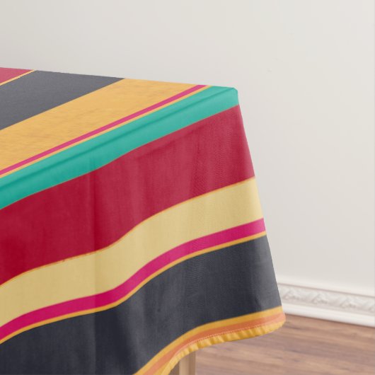 オレンジ色の黒と赤のストライプテーブルクロス テーブルクロス (インサイチュ)