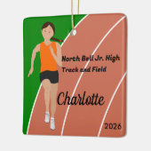 オレンジ色の黒の茶色のヘアトラックとフィールドガール セラミックオーナメント (左)