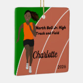 オレンジ色の黒の黒いヘアトラックとフィールドガール セラミックオーナメント (右)