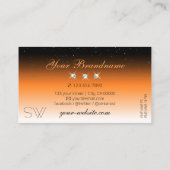 オレンジ色の黒グラディエントきらめくダイヤモンドイニシャル 名刺 (裏面)