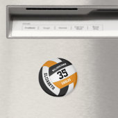 オレンジ色の黒チームカラー女の子の男の子バレーボール マグネット (インサイチュ (食洗機))