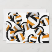 オレンジ色の黒バレーボールの女の子の男の子の誕生日パーティー 招待状 (裏面)