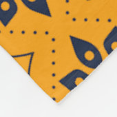 オレンジ色の黒モザイクリーフサンセットパターン フリースブランケット (角)