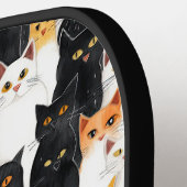 オレンジ色の黒猫 ピックルボールラケット (左詳細)
