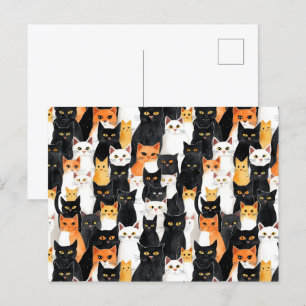 オレンジ色の黒猫 ポストカード