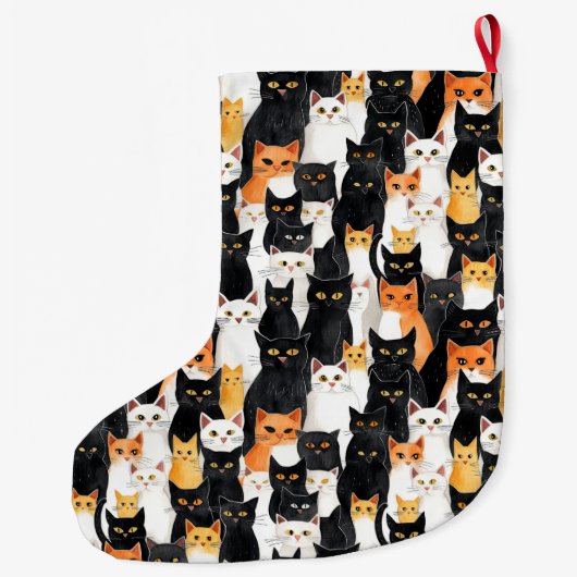 オレンジ色の黒猫 ラージクリスマスストッキング (裏面)