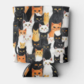 オレンジ色の黒猫 缶クーラー (正面)