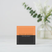 オレンジ色の黒2トーン(白縁ど) スクエア名刺 (スタンド正面)