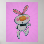 オレンジ色の鼻ピンクのパターンを白いバニー親指 ポスター (正面)