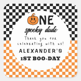 オレンジ色の1歳のハロウィンお誕生日おめでとう スクエアシール