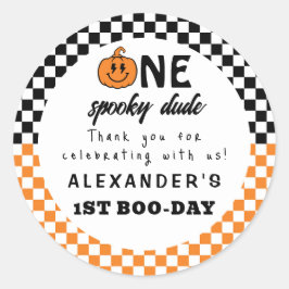 オレンジ色の1歳のハロウィンお誕生日おめでとう ラウンドシール