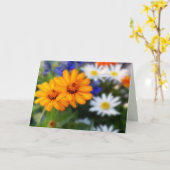 オレンジ色の2つのデイジー、空白の内側 カード (黄色い花)