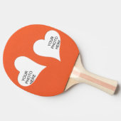 オレンジ色の2ハート写真の追加フレーム 卓球ラケット (横)