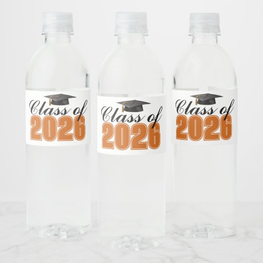 オレンジ色の2026年卒業パーティー ペットボトルラベル (ボトル)