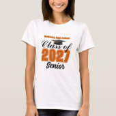 オレンジ色の2027年卒業予定女子高生 Tシャツ (正面)
