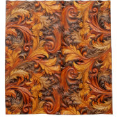 オレンジ色の3Dフローラシャワーカーテン シャワーカーテン (正面)