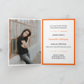 オレンジ色の4枚の写真が楽しめる卒業式招待状 招待状 (内部)