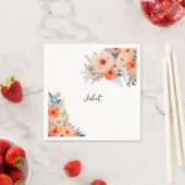 オレンジ色の70年代80年代90年代ピンクカラフルな花嫁のシャワーパーティー スタンダードカクテルナプキン (インサイチュ)