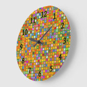 オレンジ色の「テラコッタ数々の」色のタイル模様 ラージ壁時計 (傾斜)