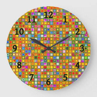 オレンジ色の「テラコッタ数々の」色のタイル模様 ラージ壁時計