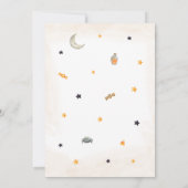 オレンジ色の リトル ブー 赤ちゃんのお披露目 招待状 (裏面)