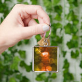 オレンジ色の《写真》ぼけ味デザイン1 ::抽象芸術Ar Keychain キーホルダー (手)