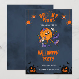 オレンジ色の bold ハロウィンパーティー招待状 招待状
