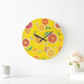 オレンジ色の#pattern #trendy #style ラージ壁時計 (ホーム)