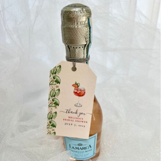 オレンジ色のAperolスプリッツ ブライダルシャワー ギフトタグ