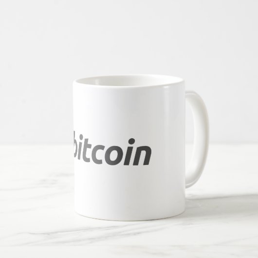 オレンジ色のBitcoinシンボルを持つ大きなBitcoinロゴ コーヒーマグカップ (正面右)