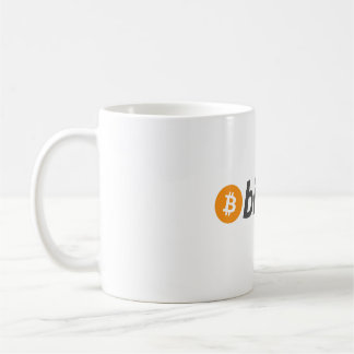 オレンジ色のBitcoinシンボルを持つ大きなBitcoinロゴ コーヒーマグカップ