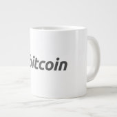 オレンジ色のBitcoinシンボルを持つ大きなBitcoinロゴ ジャンボコーヒーマグカップ (正面右)