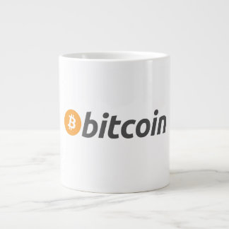 オレンジ色のBitcoinシンボルを持つ大きなBitcoinロゴ ジャンボコーヒーマグカップ