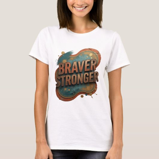オレンジ色のBRAVER STRONGER Tシャツが美しい Tシャツ (正面)