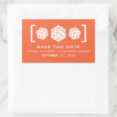 オレンジ色のD20サイコロ ゲーマー向け Save the Date ステッカー (バッグ)