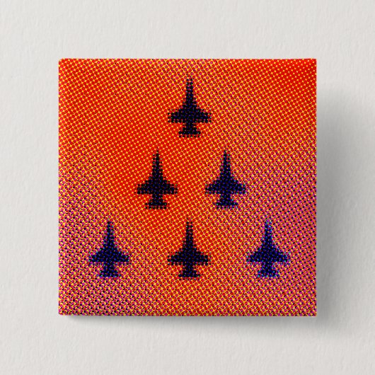 オレンジ色のF16の形成。アーポップ・アートのト 缶バッジ (正面)