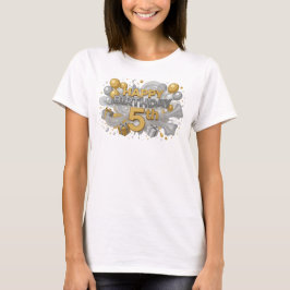 オレンジ色のHAPPY+BIRTHDAY+5THカスタムTシャツ Tシャツ