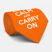 オレンジ色のKeep Calm and Carry On ネクタイ (ロール)