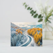 オレンジ色のLの山林の冬の道 シーズンポストカード (スタンド正面)