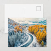 オレンジ色のLの山林の冬の道 シーズンポストカード (正面/裏面)