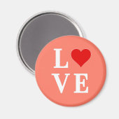 オレンジ色のLOVEとハートロマンエレガントチック マグネット (正面/裏面)