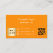オレンジ色のqrコードビジネスロゴ ロイヤリティカード (裏面)