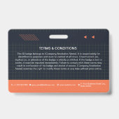 オレンジ色のQRコードフォトIDバッジ | 従業員企業の バッジ (裏面)