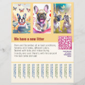 オレンジ色のQRコード入り子犬販売チラシ (正面)
