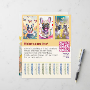 オレンジ色のQRコード入り子犬販売チラシ
